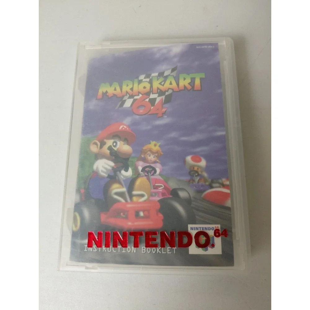 Mario Kart 64 Manual With OEM Nintendo 64 Clear Plastic Case Crack In Back